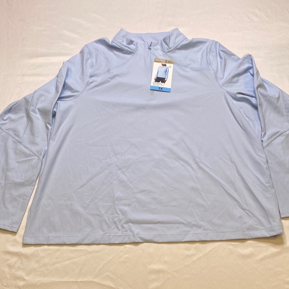 Mondetta Women's Light Blue‎ Long Sleeve Active Ribbed 1/2 Zipper Too